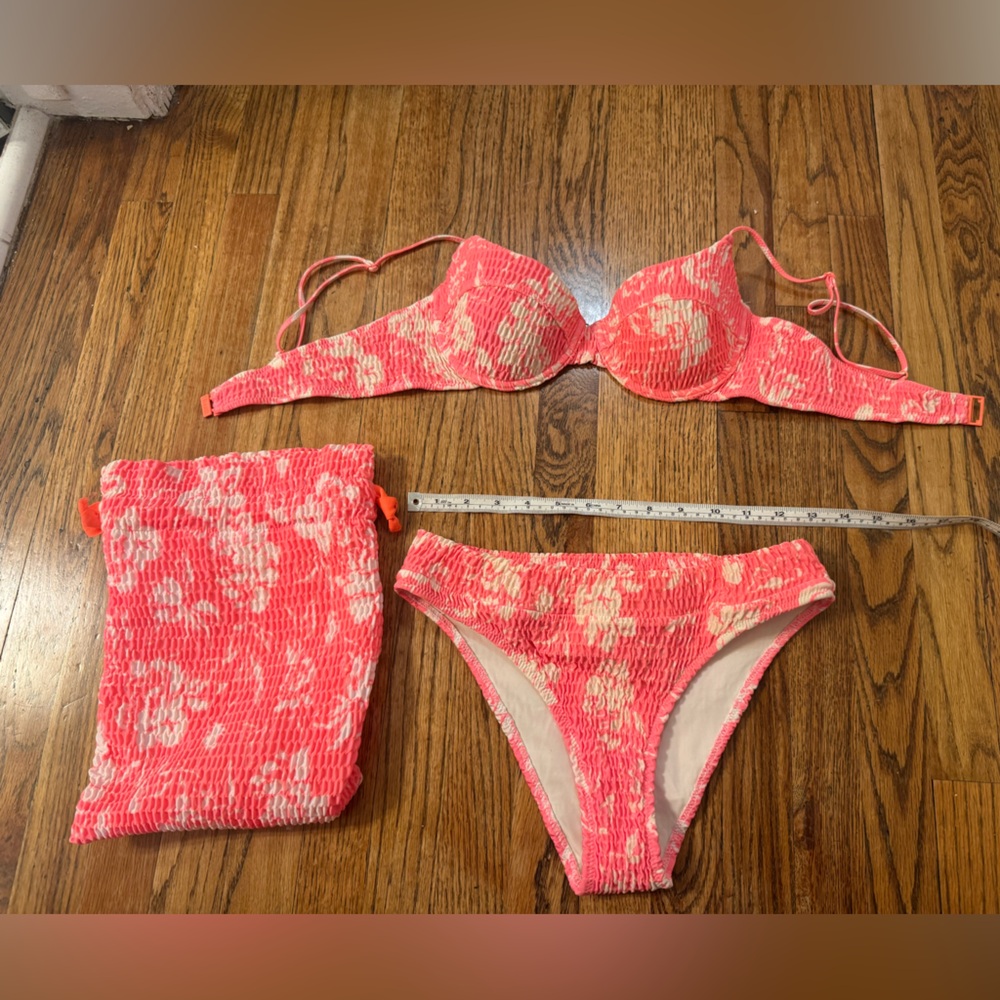 Triangl Swimwear Pink and Cream Bikini Set